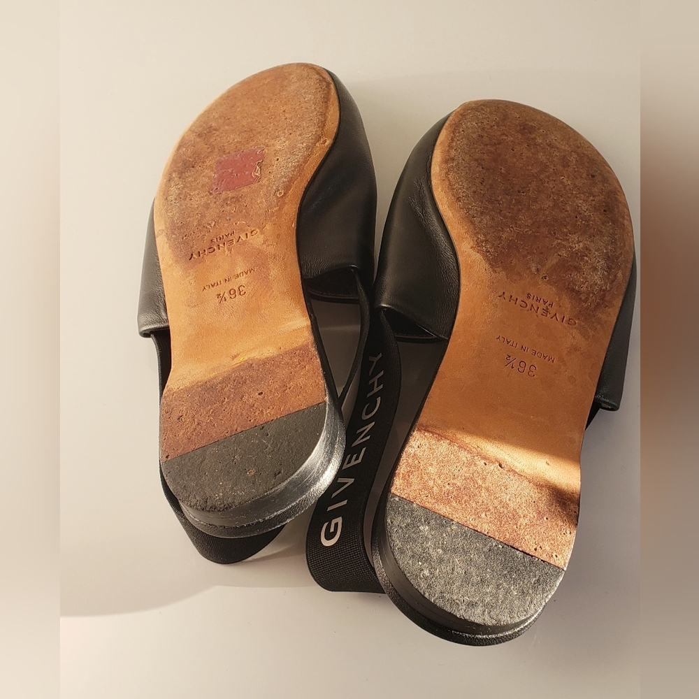 Givenchy Black Leather Slip-back Mules W Logo Elastic Strap - Picture 5 of 5